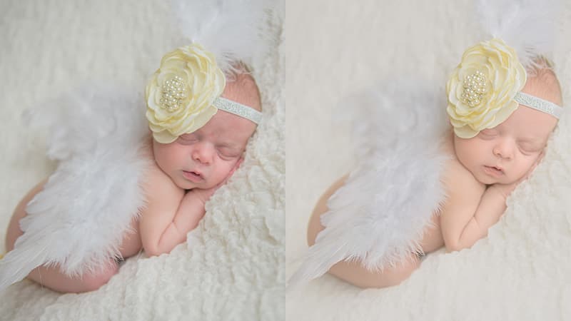 Newborn Photography Retouching. Before and After Example