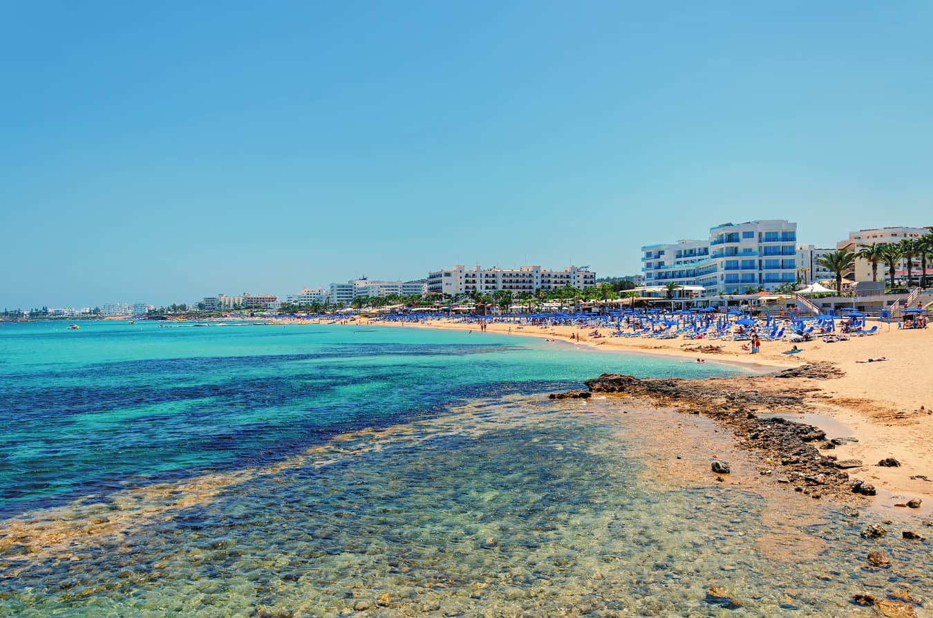 Sunny beach resort coastline, natural, accurate color balancing and exposure correction for clean, vibrant tones